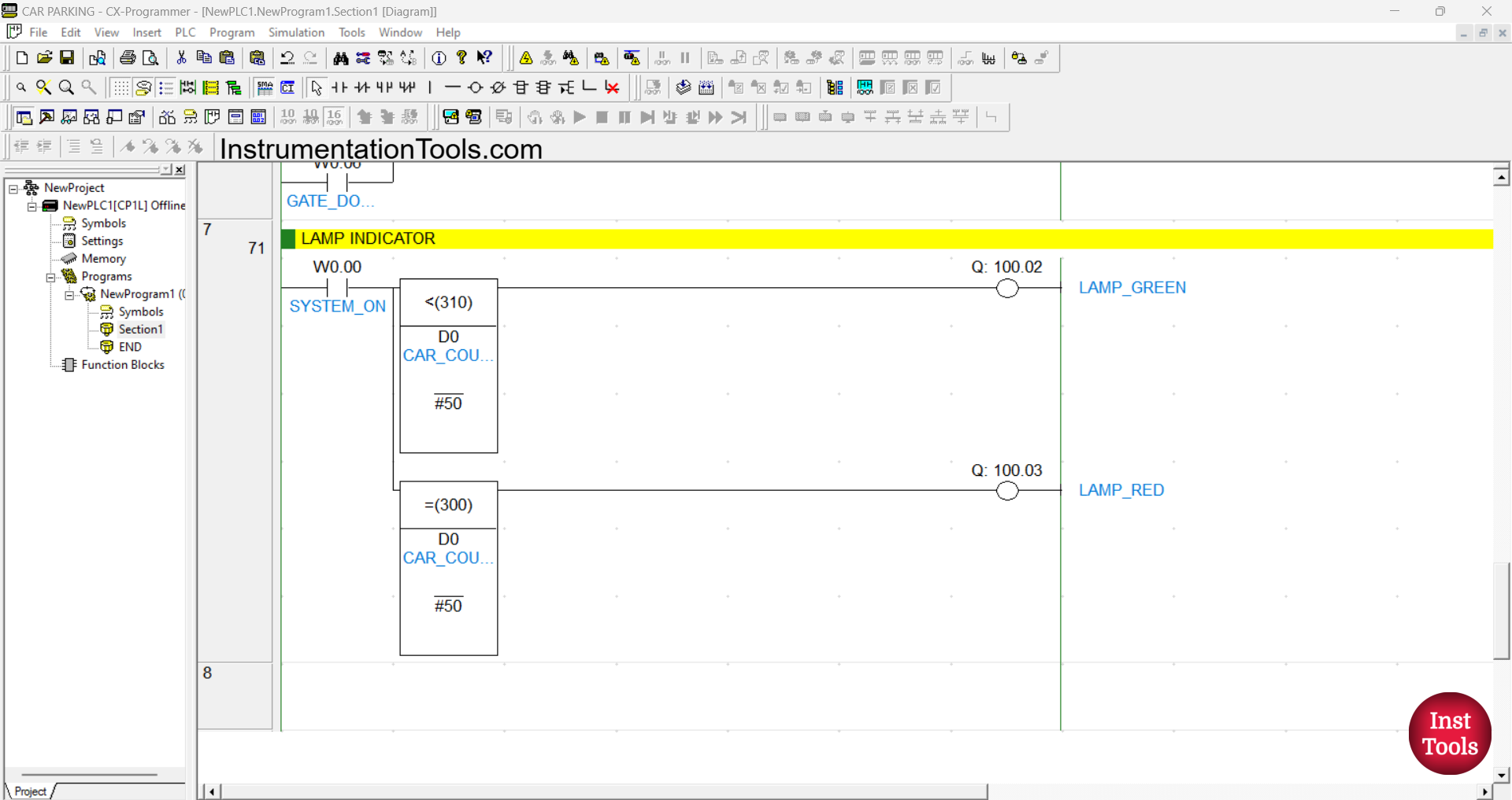 PLC Logic to Manage Parking Lot Capacity