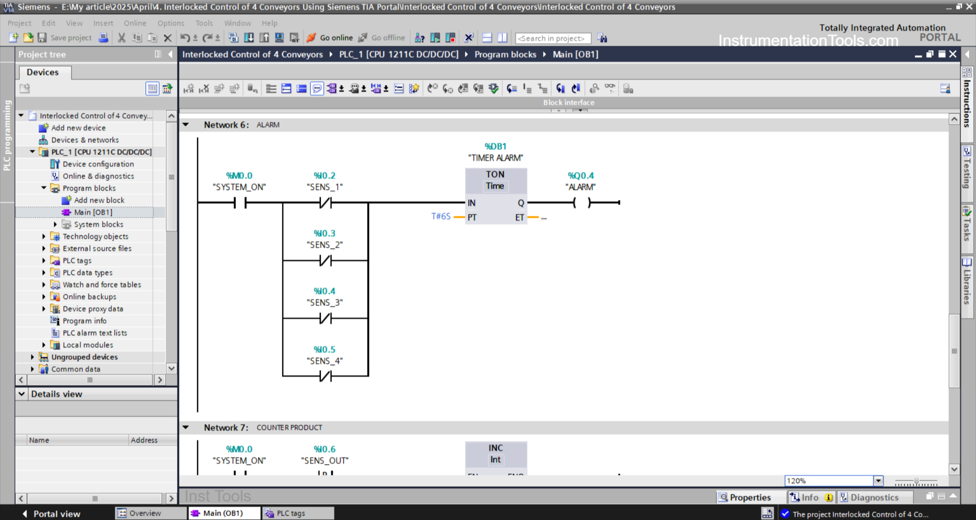 Product Delivery with Counter and Alarm Using Siemens PLC