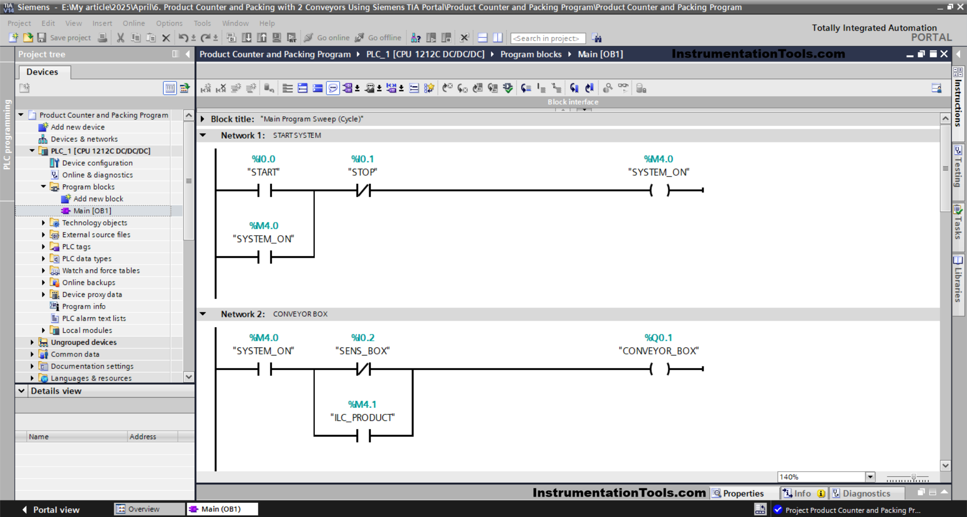 Siemens PLC Program Product Counter and Packing System
