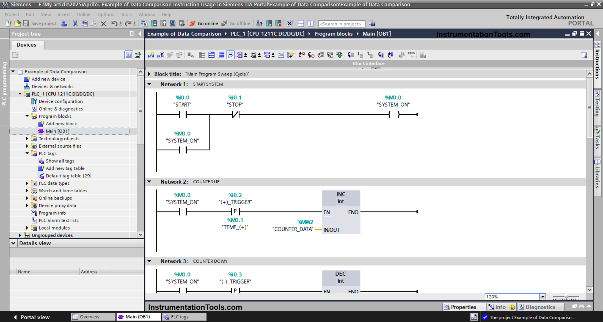 TIA Portal compare instructions