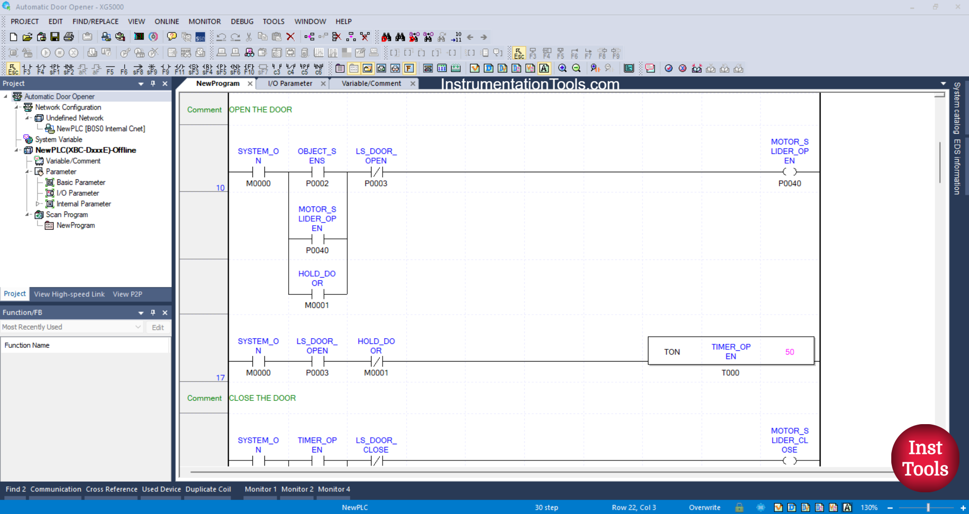 Door Control Logic Using XG5000 PLC Program