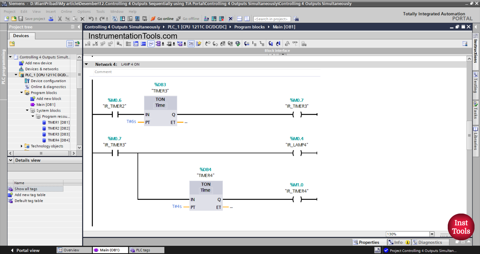 Lamp Control System in Siemens TIA Portal