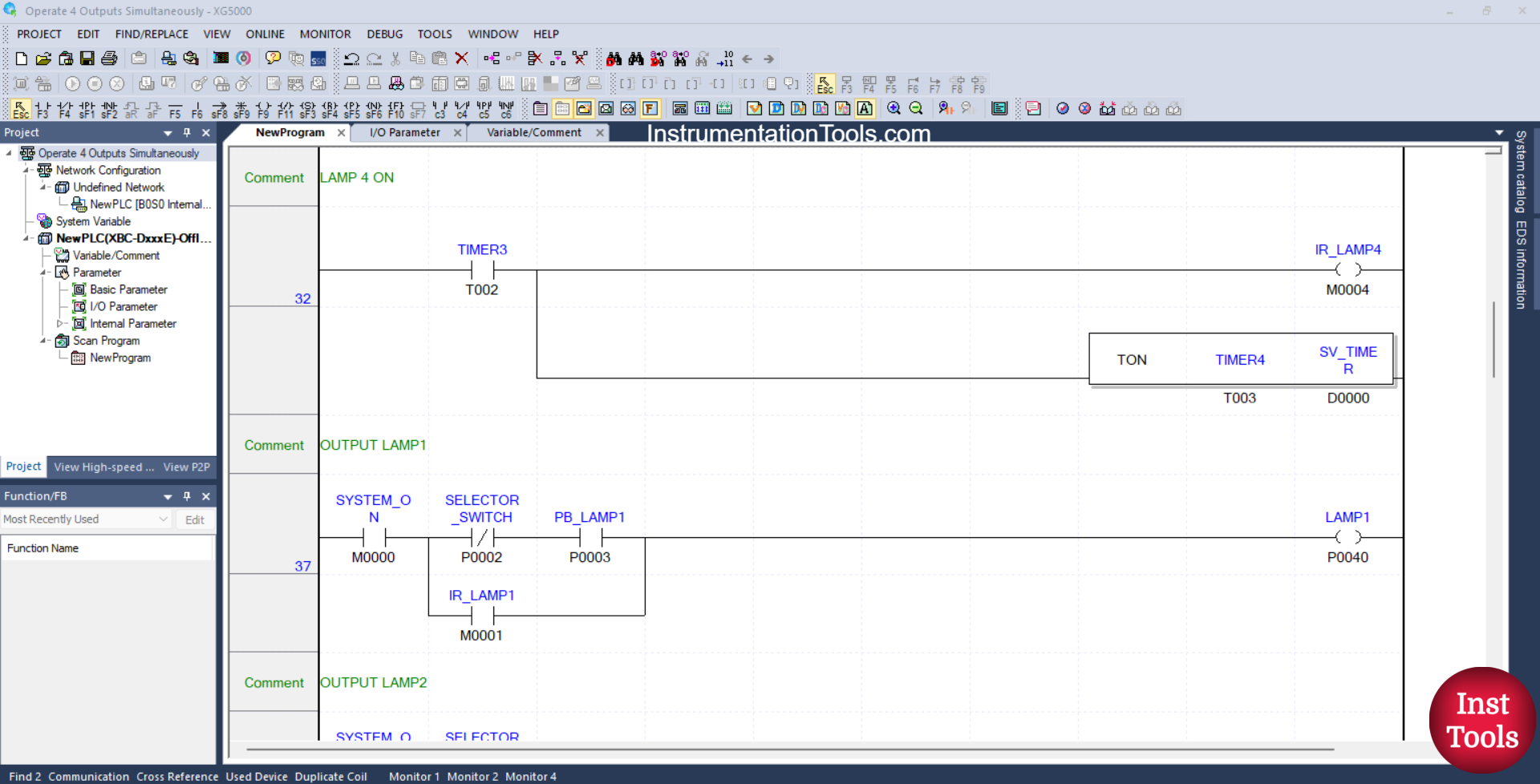 Lamp Control Using XGB PLC Ladder Logic