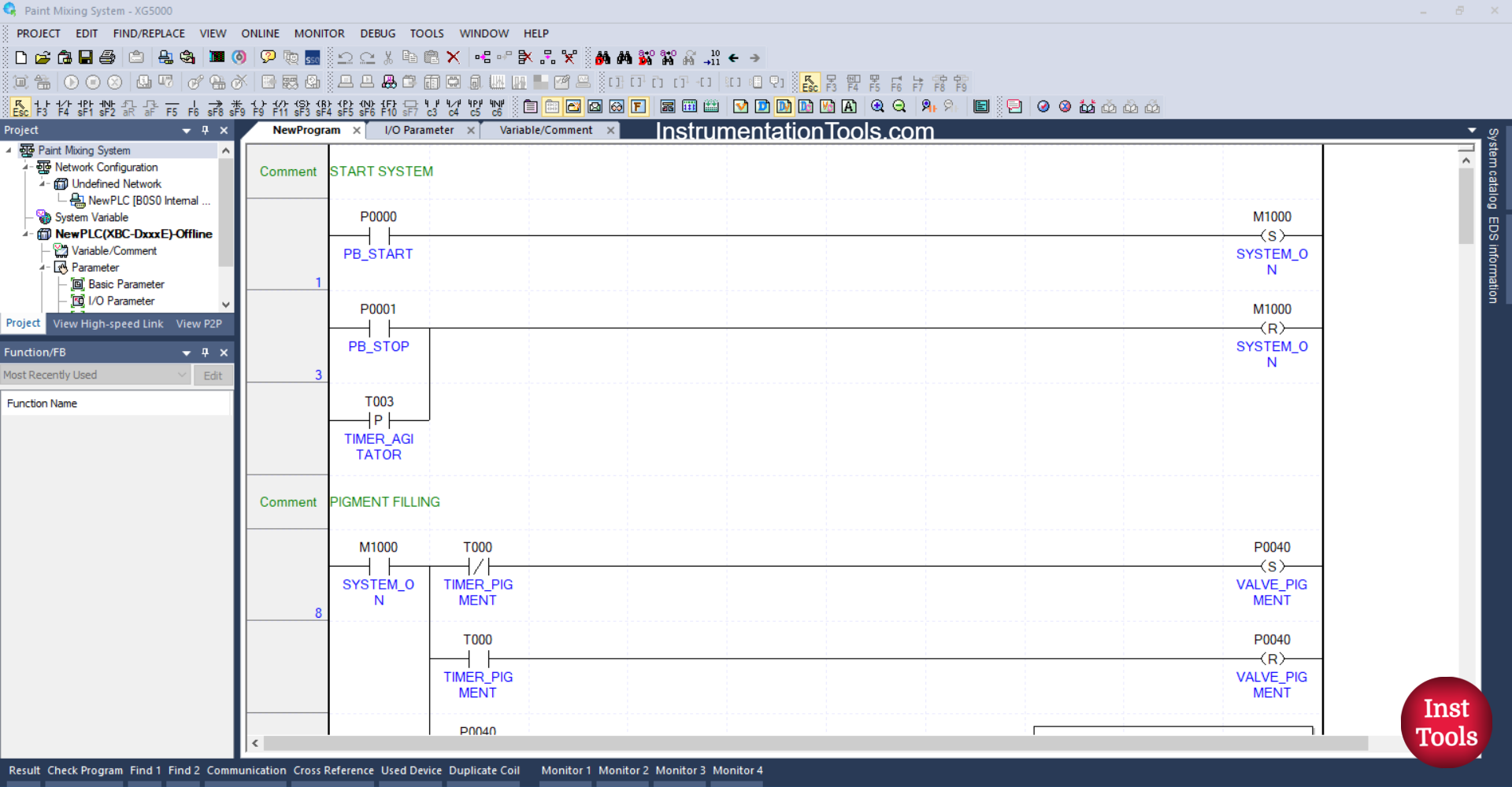 PLC Based Paint Mixing Control Using XG5000 Software