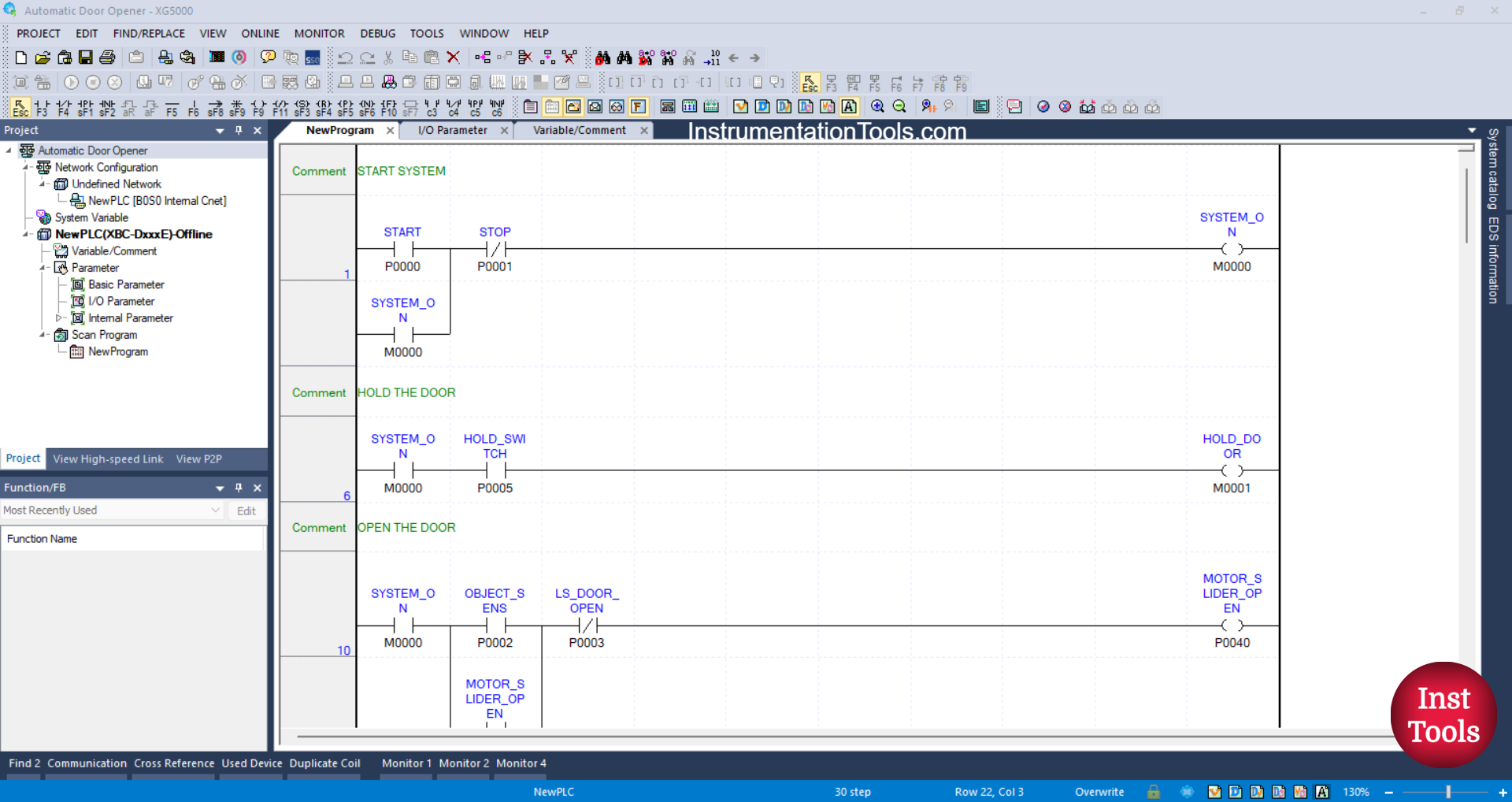 PLC Logic Example for Automatic Door Opening System