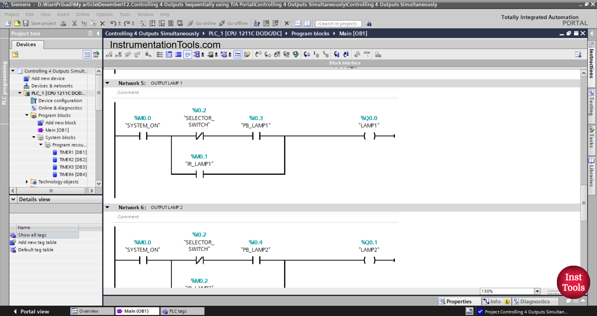 PLC Logic for Manual and Automatic Lamp Switching