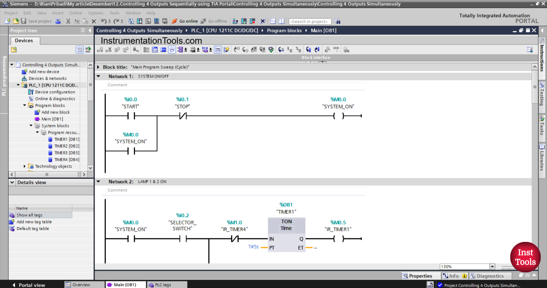 PLC Program Example for Automatic and Manual Lamp Control