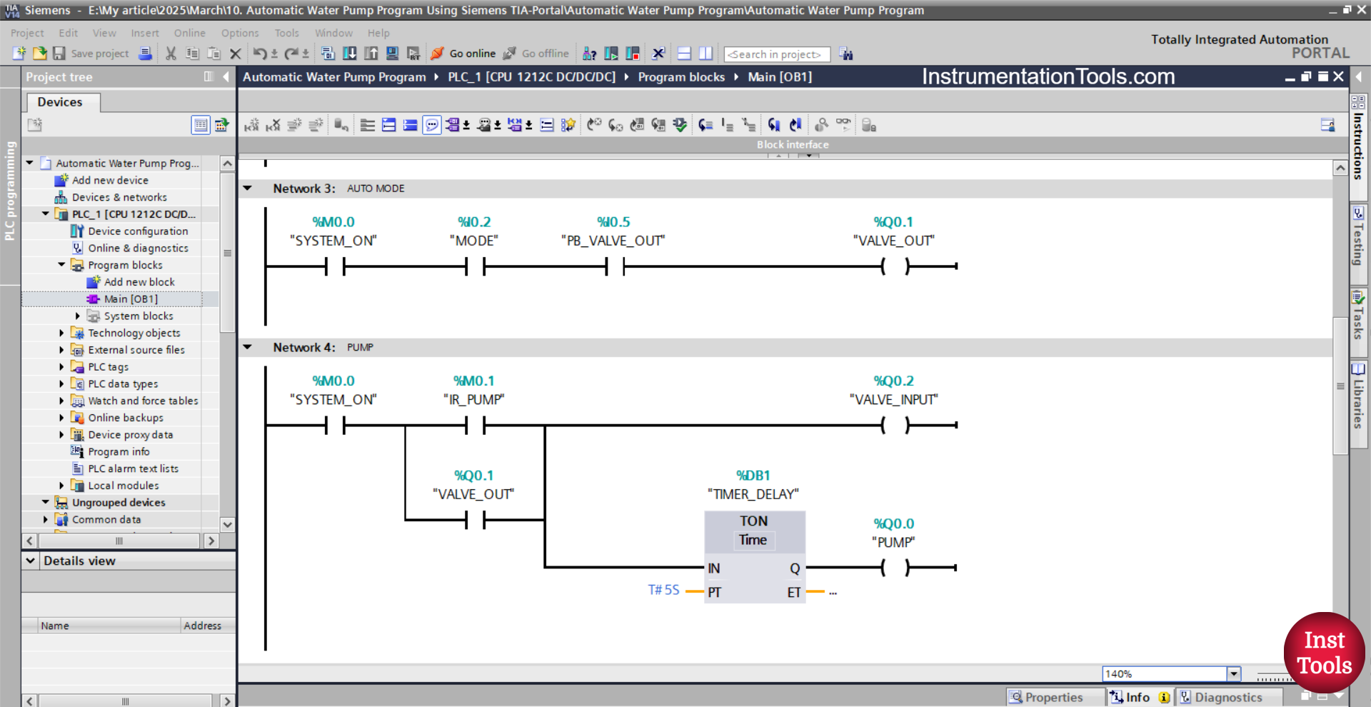 PLC Program for Auto Water Fill with Status Lights