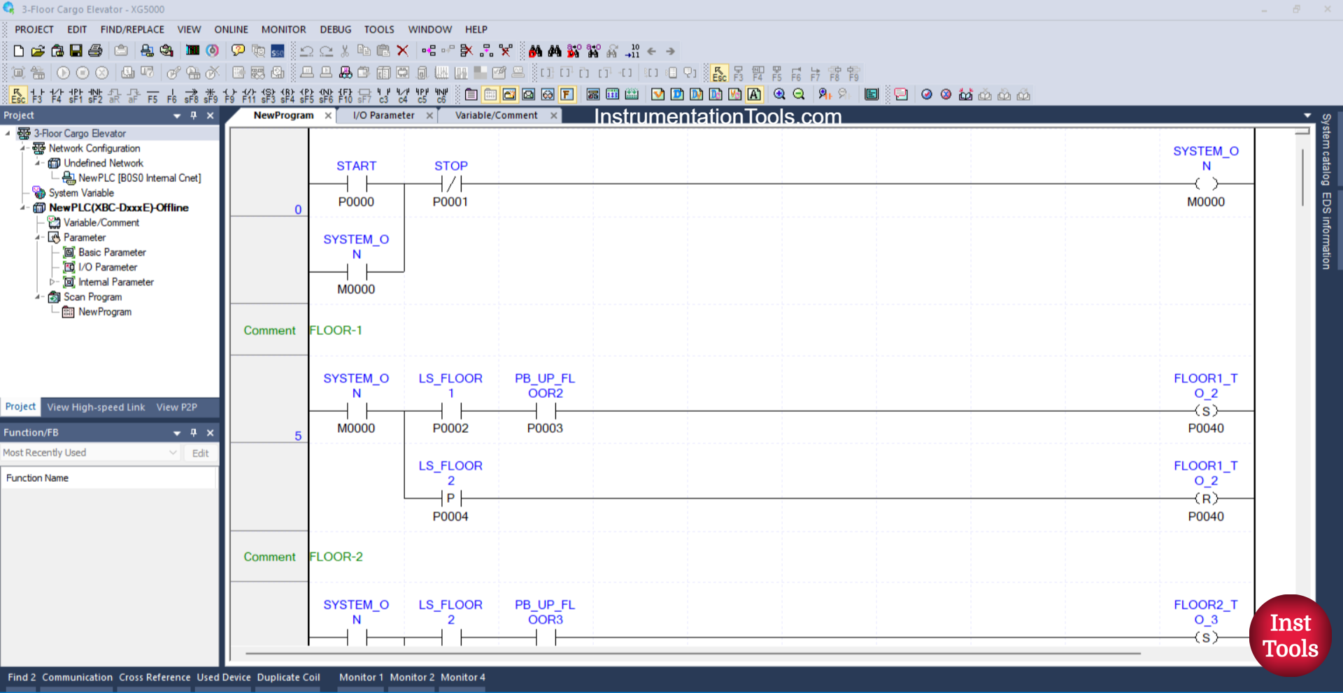 PLC Program for Cargo Elevator with Floor Buttons
