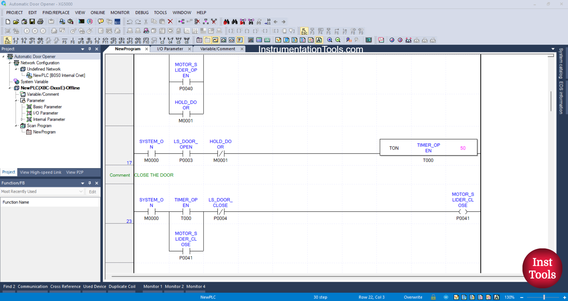 PLC Sample Program for Auto Door Operation