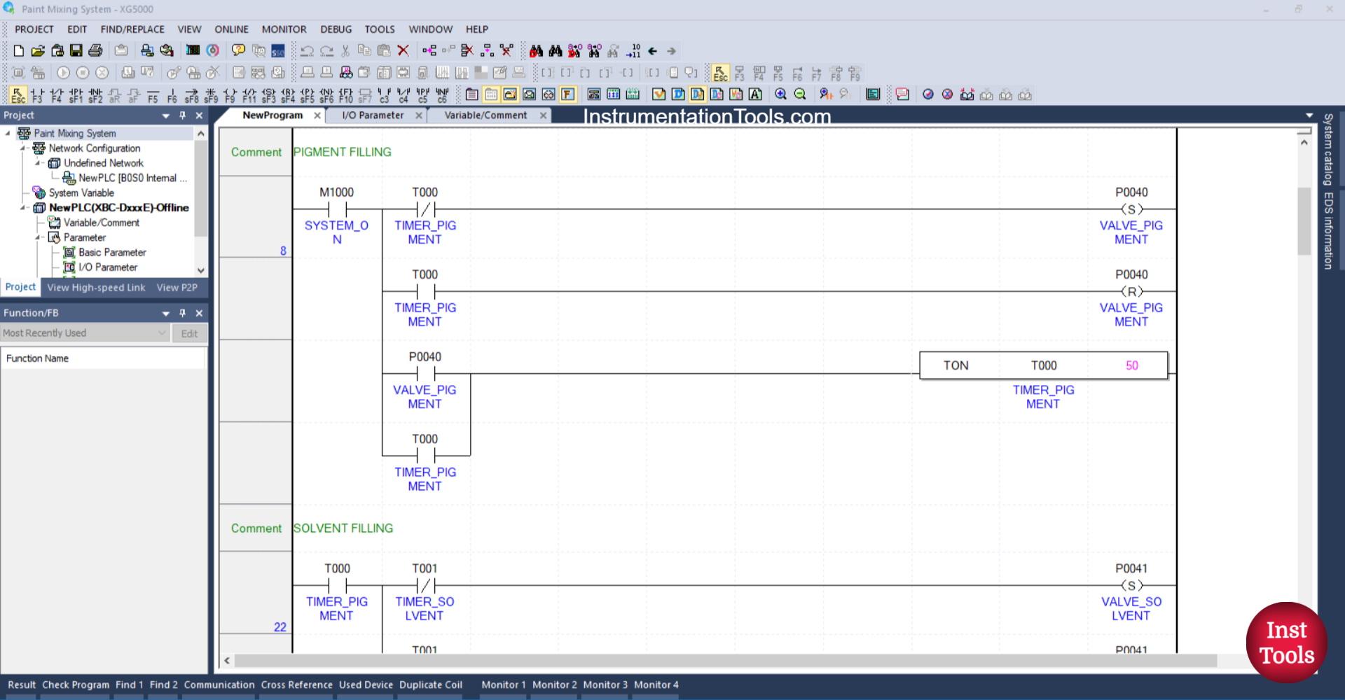 Paint Mixing Control System with Ladder Logic