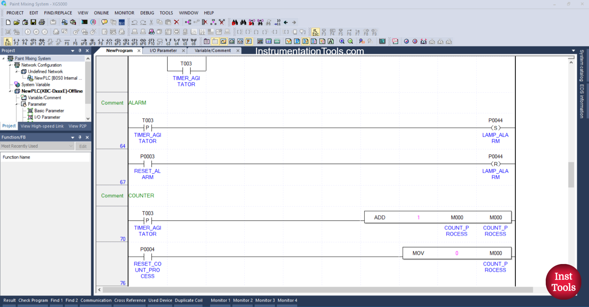Ratio-Based Paint Mixing PLC Program