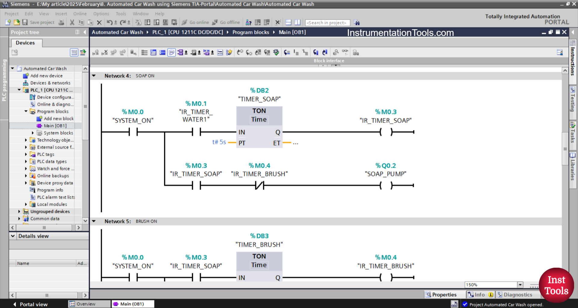 Siemens PLC Ladder Logic for Vehicle Washing Automation