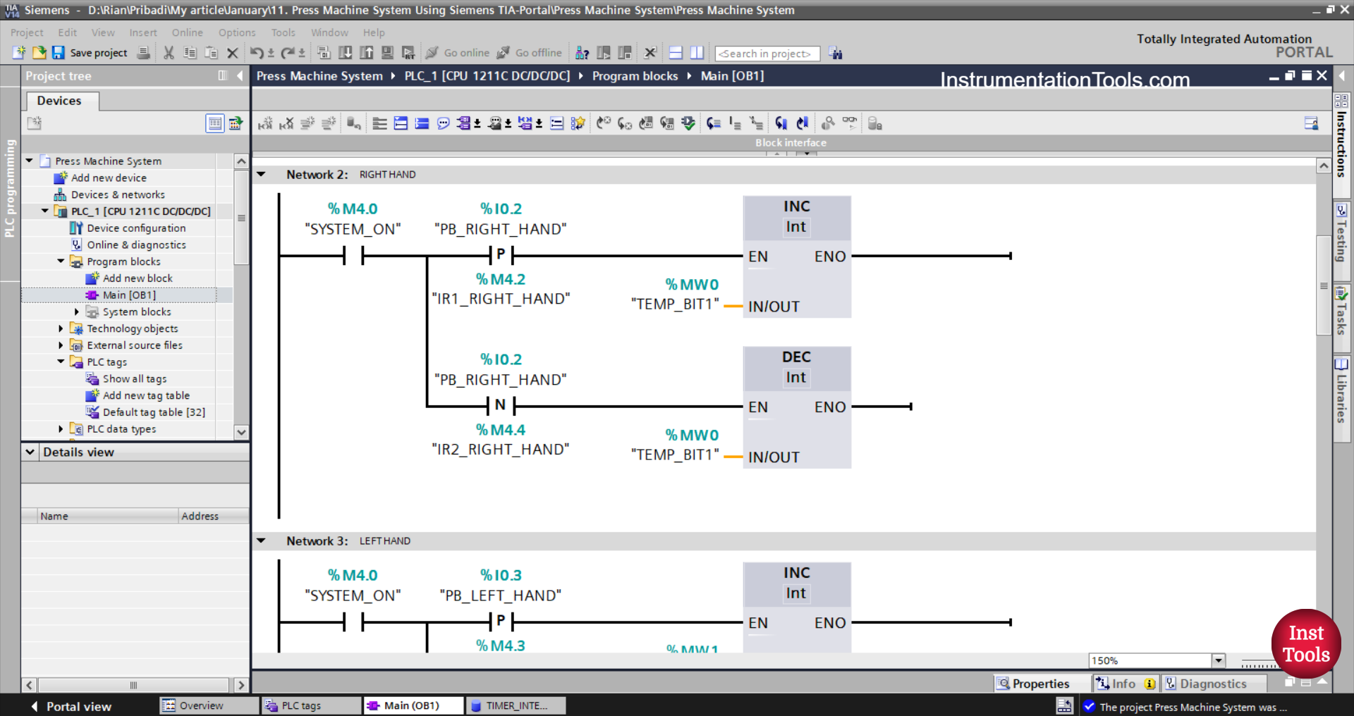 Siemens PLC Program for Two-Hand Operated Press Machine