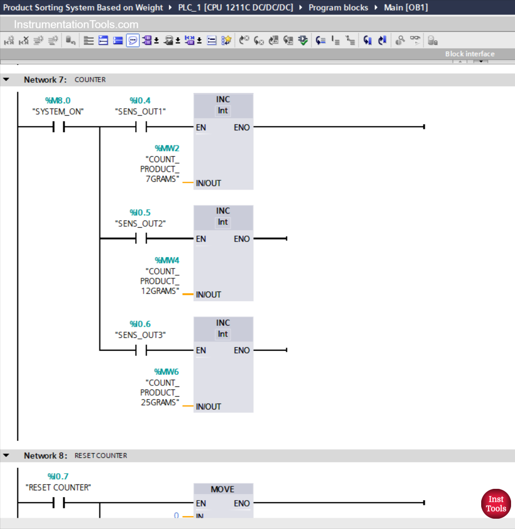 Siemens PLC Sorting Logic for Different Weight Categories