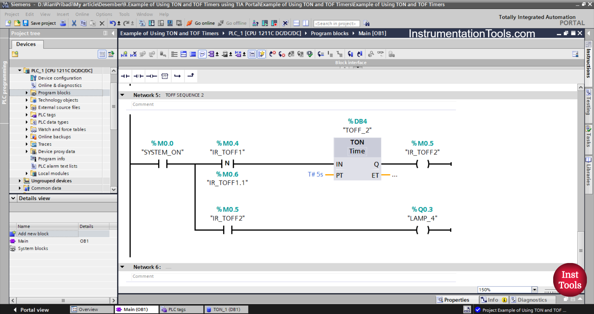 Siemens PLC TON and TOFF Timers