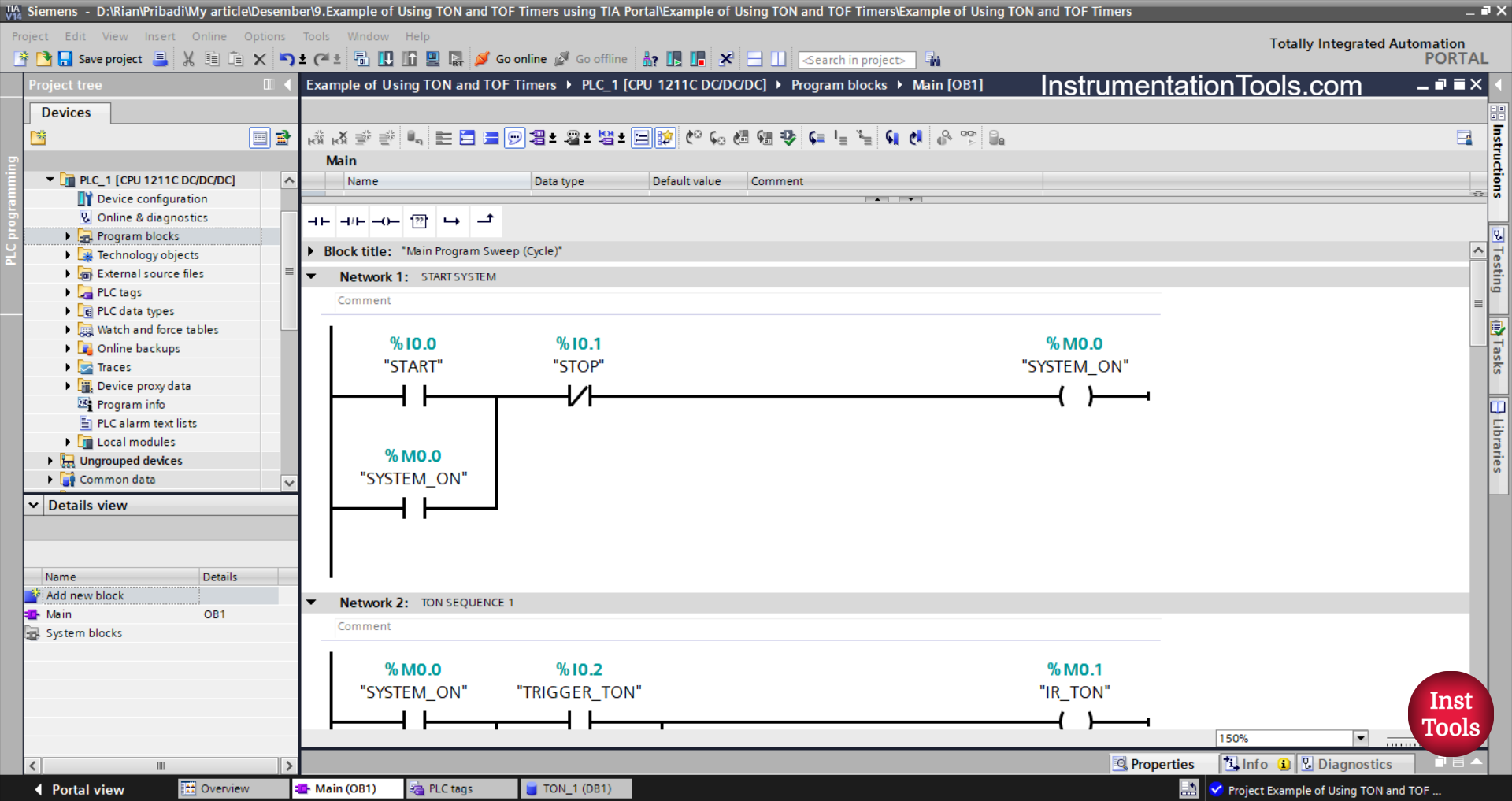 Siemens TIA Portal Programming Exercise with Delay Timers