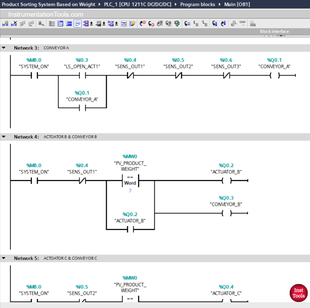 TIA Portal Program for Weight Based Sorting System