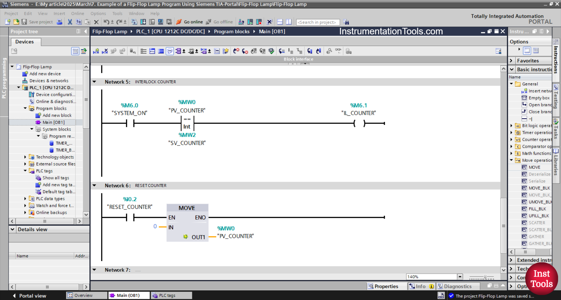 TIA Portal Program to Toggle Lamp at Every X Seconds