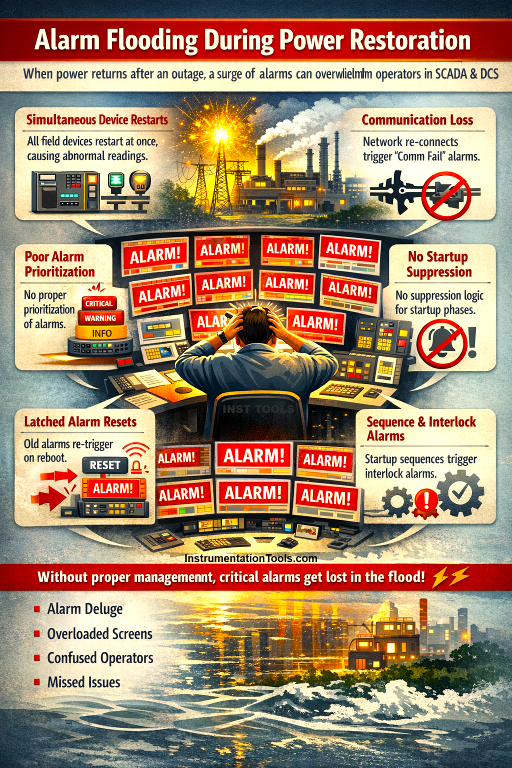 Alarm flooding during power restoration