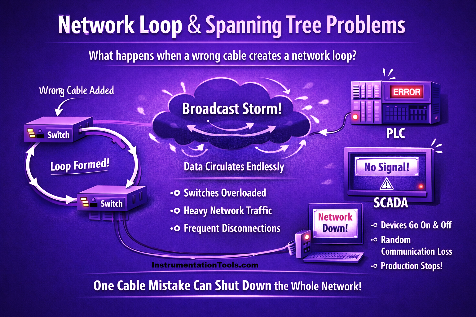 Industrial Communication Topology Based Failures