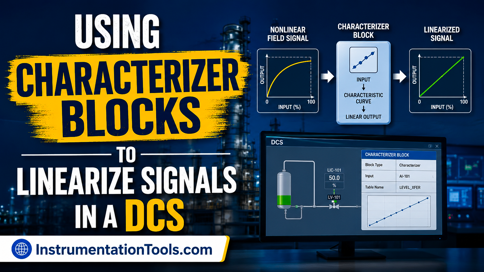 Using Characterizer Blocks to Linearize Signals in a DCS