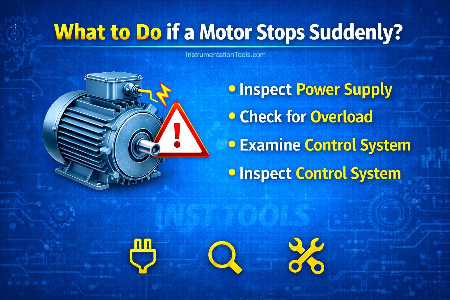 What are the possible causes of motor stopping suddenly