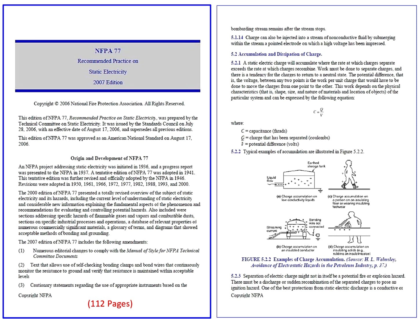 NFPA 77 Recommended Practice on Static Electricity